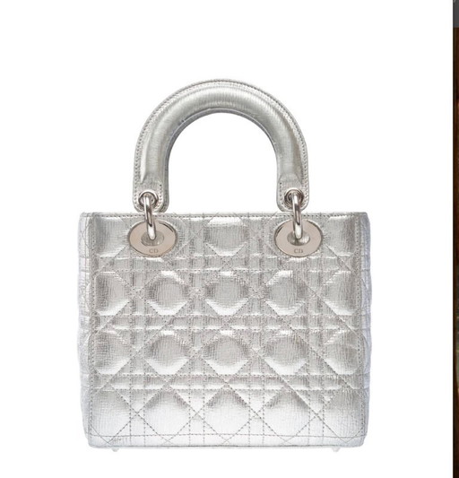 Borsa DIOR Lady Dior in cuoio argentato - 103267