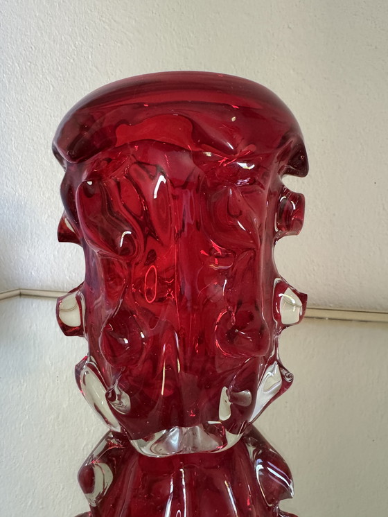 Image 1 of Red Murano Glass Vase 70's