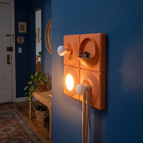 Space Age Illuminated Modular Wall Panel Pocket Panel Coat Rack System Vintage Retro West Germany (photo 10 of 16)