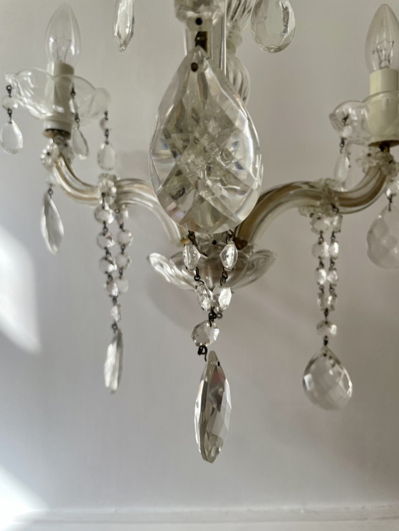 Image 1 of Lampadario con nappe in bronzo e vetro