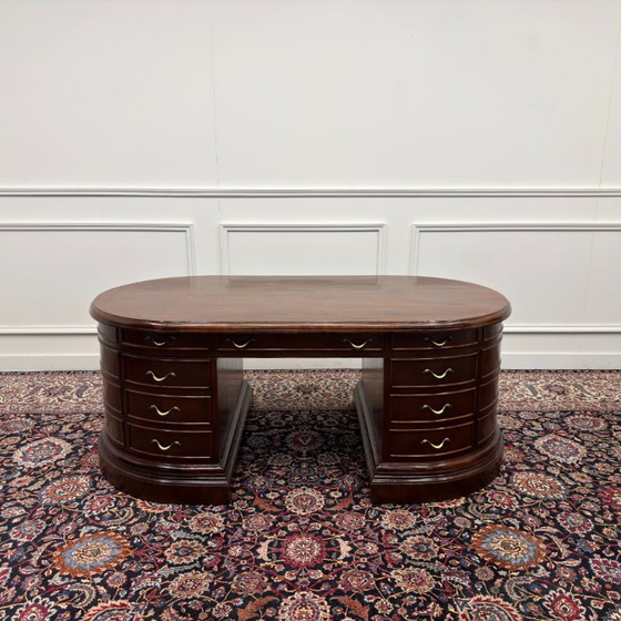 Grande Scrivania Ovale Classica Inglese – Scrivanie, Wood, Brass (photo 4 of 20)