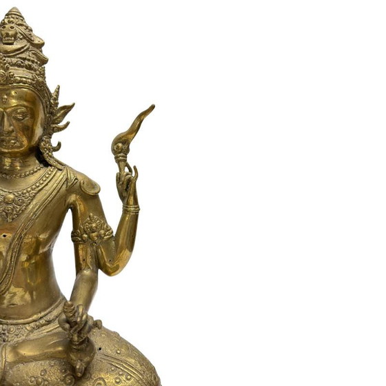 Avalokiteshvara – Bodhisattva Vajrayana de cuatro brazos en bronce dorado al fuego (Nepal, Newar) – lote 444 (photo 9 of 12)