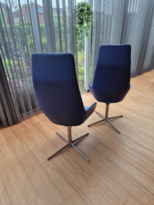 2 Chaise de bureau Luxe Design van Arper - Modèle Aston 1923 - Blue Lether