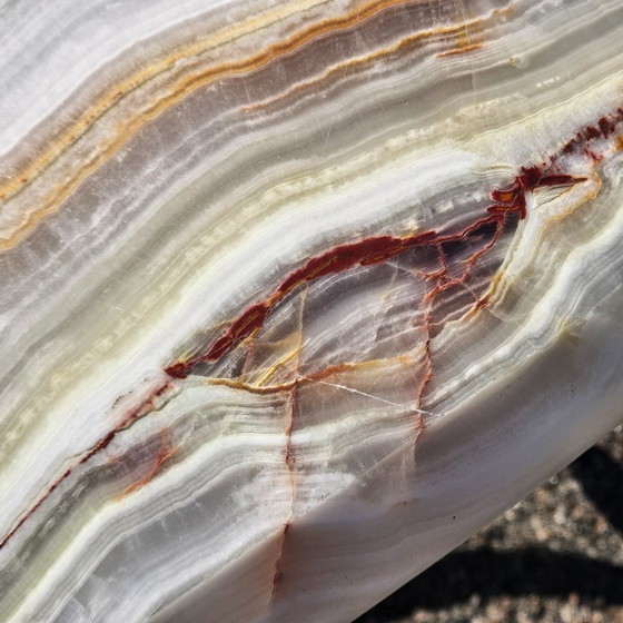 Image 1 of French Vintage Onyx Marble and Brass Coffee Table-Big Cocktail Table-Rare Lounge Table- Regency Style-70s
