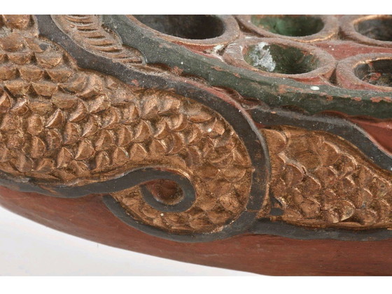 Image 1 of Asiatika Mancala Spielbrett Holz geschnitzt und bemalt 