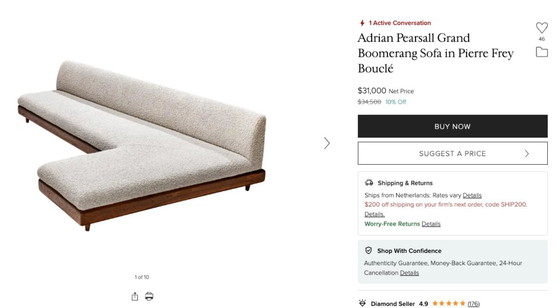 Image 1 of Canapé design dans le style d'Adrian Pearsall