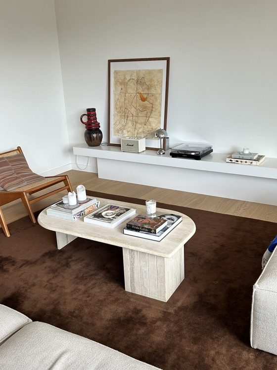 Image 1 of Vintage travertine teardrop coffee table, Italy 1970s