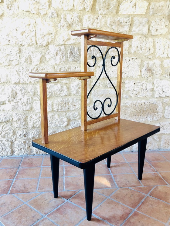 Image 1 of Mid-Century Oak And Formica Plant Stand, 1960S