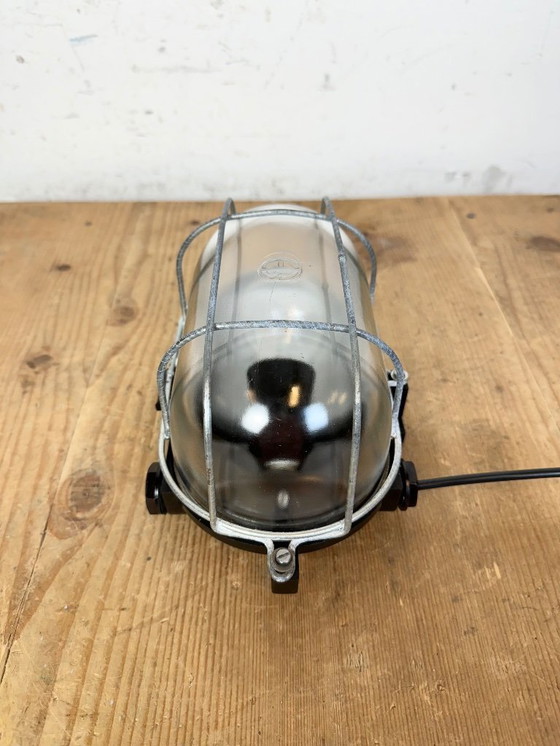Image 1 of Industrial Brown Bakelite Wall Light with Clear Glass, 1960s