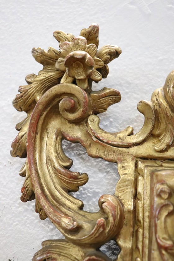Image 1 of Specchio da parete in legno intagliato e dorato in stile Luigi XVI, Italia, inizio XX secolo