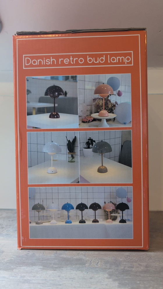 Paarse Paddenstoel LED Touch Lamp USB-C, 28 cm, Tafellampen, Vintage (foto 6 van 7)