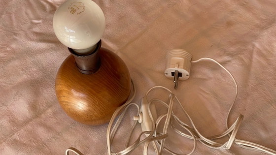Scandinavian Mid-Century Wooden Sphere Table Lamp – Plastic (photo 10 of 10)