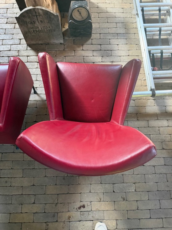 Montis Windy Armchairs – Gerard Van Den Berg – Bordeaux Red Leather (photo 11 of 12)