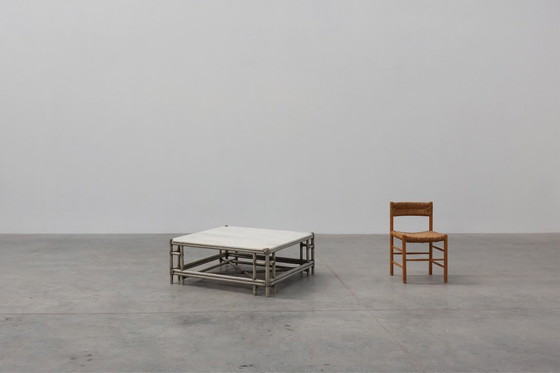 Image 1 of Large wicker coffee table "Attila" with marble top by Gasparucci Italy