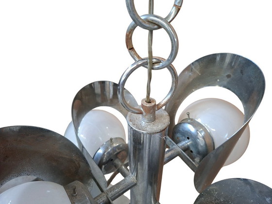 Image 1 of Iconic 1970s Vintage Chandelier – Space Age Design in Chrome Iron