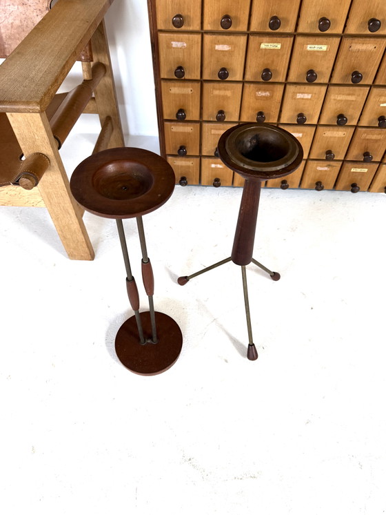 Image 1 of Set di 2 posacenere vintage danesi in teak, anni '60.