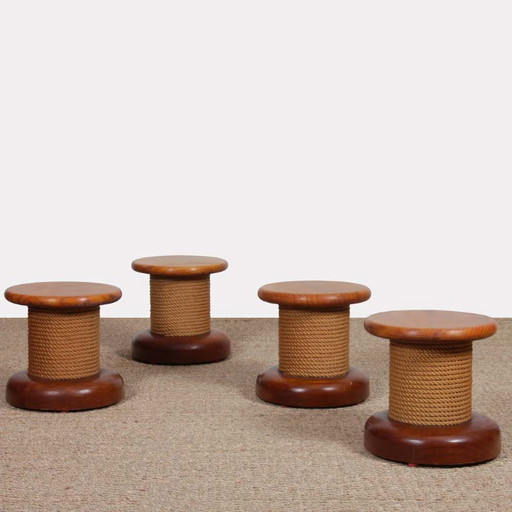 Ensemble de 4 tabourets dans le goût d'Audoux Minet, 1970