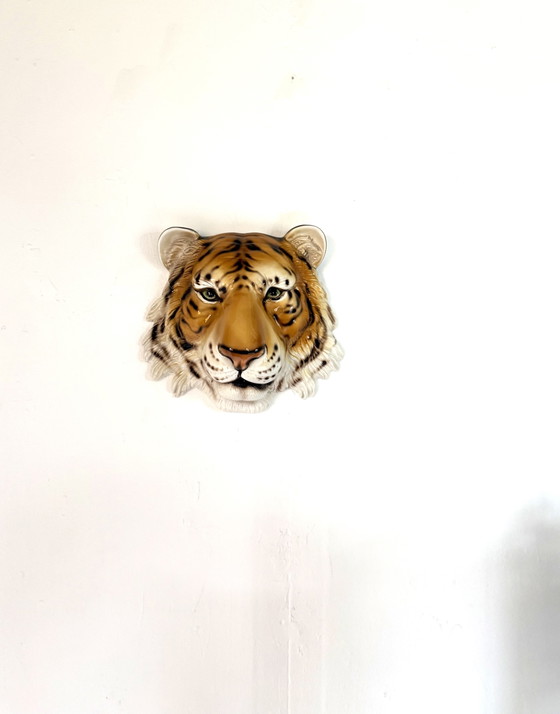 Masque mural tigre en céramique vintage années 70 – Made in Italy, Décorations murales, Ceramic (photo 6 of 7)