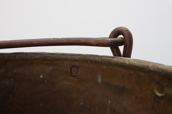 Image 1 of Large Antique Hand-Hammered Copper Kettle, France, 19th Century