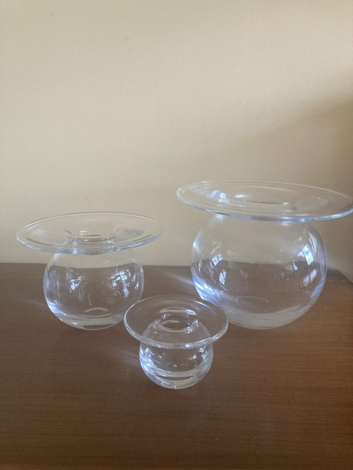 Set of 3 Saturnus Vases Nanni Still for Riihimäen Lasi.