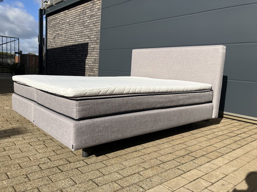 Light gray Auping box spring 180x200 incl. mattresses + topper