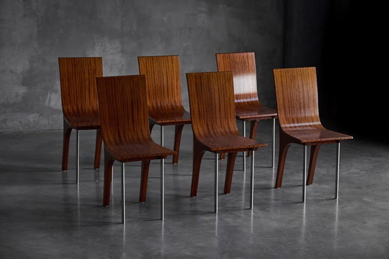 Image 1 of Chaises de salle à manger postmodernes en noyer, Italie, années 1980