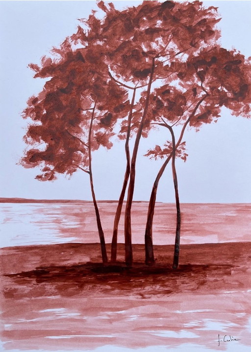 Blood ink on white paper 250g Format 40x30cm