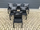 6x Cassina Cab sedia in pelle nera con cinture di sicurezza, Mario Bellini