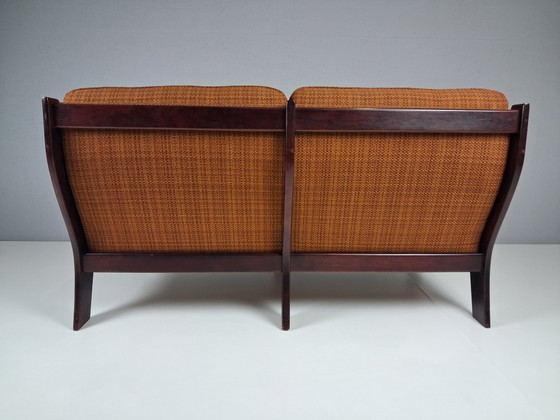 Vintage 2-zitsbank, jaren 70 – 2 zitsbanken, Textile, Wood (photo 6 of 10)