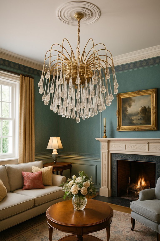 Large Sized Murano Waterfall Chandelier Vintage