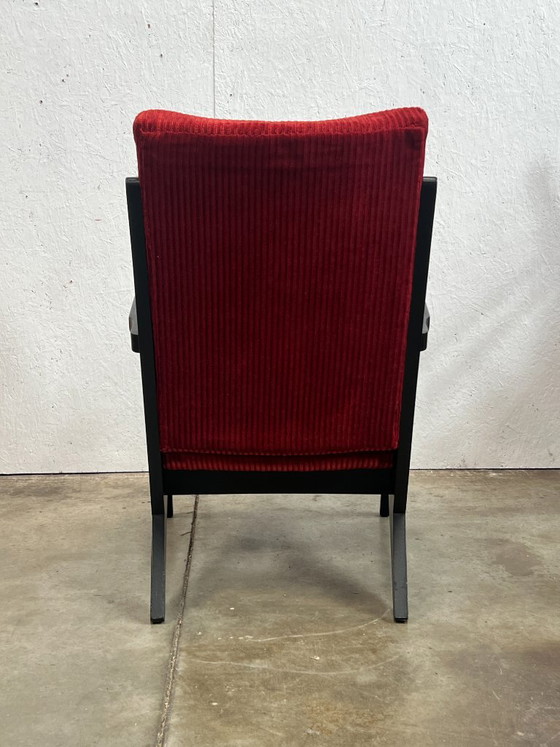 Vintage Armchair, black and red, 1950s, Netherlands – Wood (photo 10 of 10)