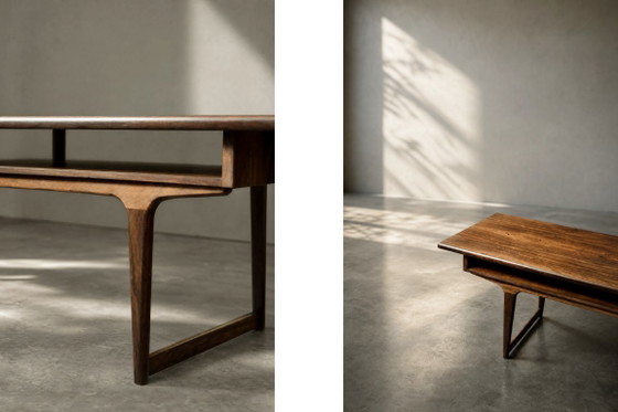 Image 1 of Mesa de centro danesa de palisandro, estilo moderno de mediados de siglo, con estante, década de 1960.