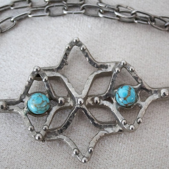 Image 1 of Necklace with large pendant, Brutalist, South Western style
