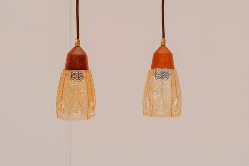 Suspensions en verre de Pukeberg, Suède, années 1960, lot de 2