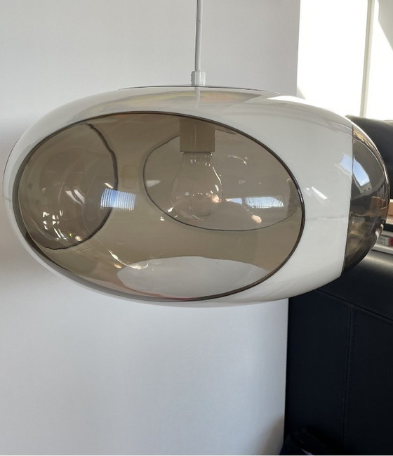 Lampe Space Age Massive Bug Eye, Suspension UFO Blanche, Vintage, Rétro, Plastique (photo 3 sur 10)