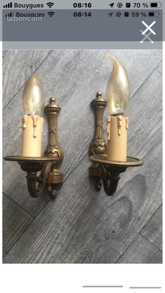 Image 1 of Pair of genuine bronze wall sconces