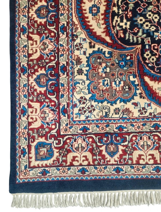 Image 1 of Tappeto orientale Kashmir in lana annodato a mano, medaglione blu, nuovo, 182x281 cm
