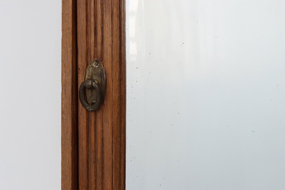 Image 1 of Franse Art Deco scheerkast in houtsnijwerk met afgeschuinde spiegel