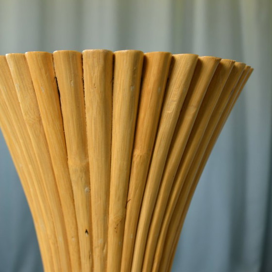 Image 1 of 2x piedistallo da pavimento in rattan a forma di fascio di grano