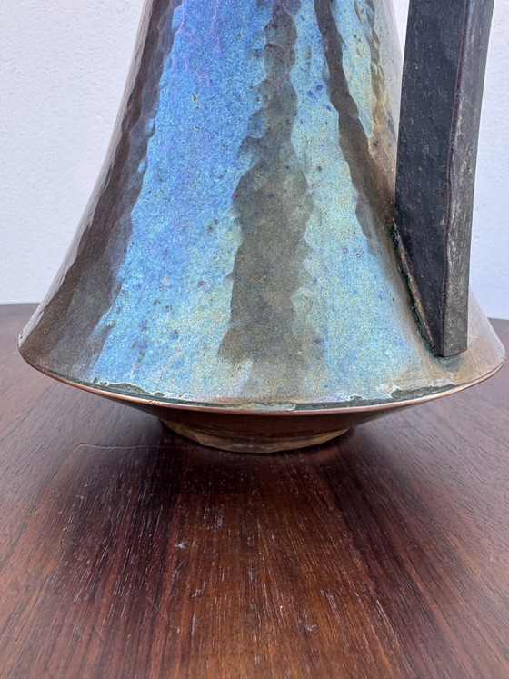 Art Nouveau Vase, Hammered and Flamed Copper (photo 6 of 12)