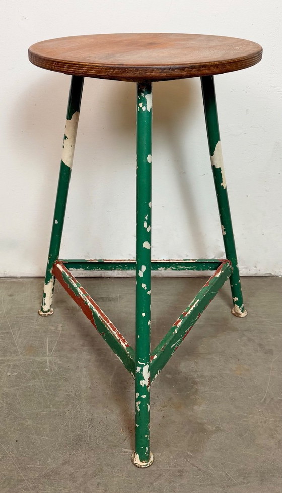 Image 1 of Sgabello da officina industriale verde, anni '60