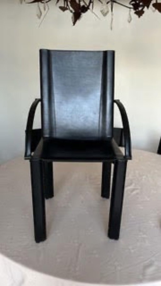 Sedie di design in pelle con braccioli Matteo Grassi - 8 pezzi