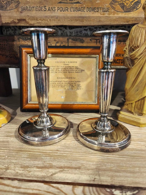 Silver Candlesticks, Pair.