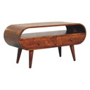 TV cabinet in solid mango wood with chestnut finish