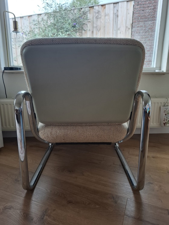 Fauteuil vintage Strafor Steelcase 421 à structure tubulaire | Années 70/80 – Strafor S.A., Chrome (photo 4 of 8)