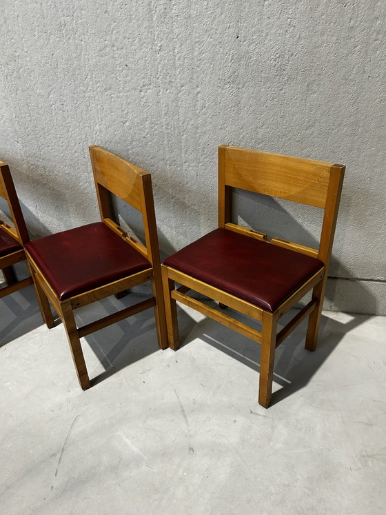 Moderne der Mitte des 20. Jahrhunderts – Vintage, Esszimmerstühle, Wood, Skai (photo 2 of 6)