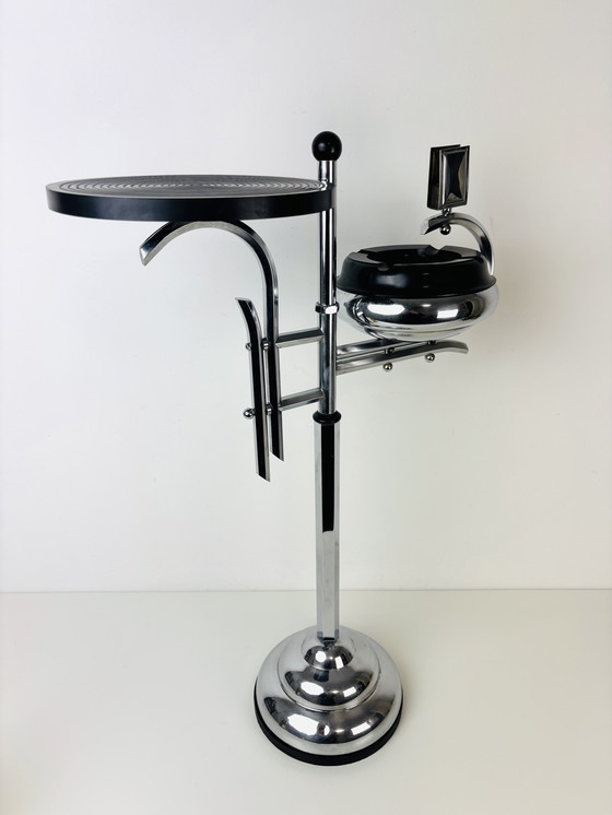 Image 1 of Vintage Art deco chrome staande asbak rooktafel