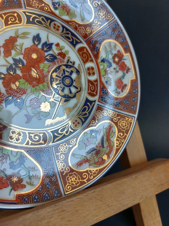 Image 1 of Vintage Hand-Painted Imari Wall Plates with Floral & Bird Motifs - Set of 2