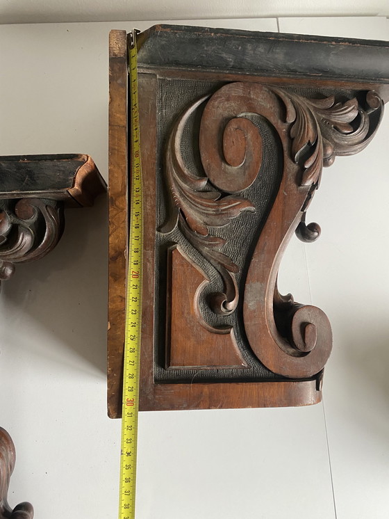 Image 1 of George II-stijl mahoniehouten wandconsoles (Engels, circa 1750).