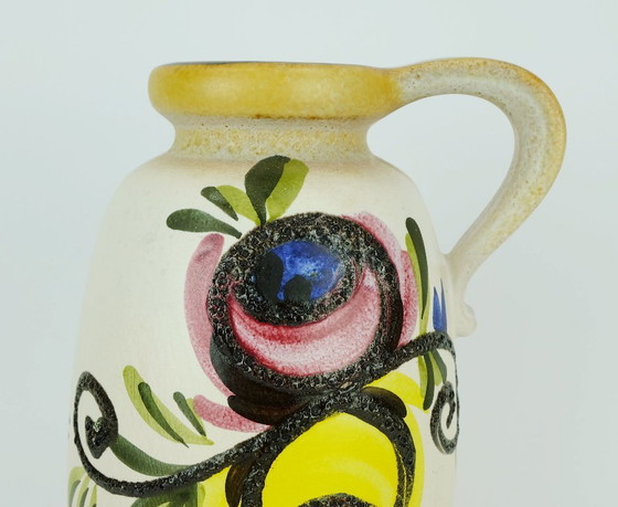 Image 1 of Vintage Scheuwich vaas uit het midden van de vorige eeuw, kleurrijk met lavasteenbloemen, model 484-27